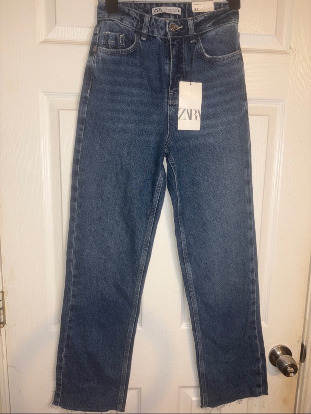 ZARA Mid-High Rise Straight  fit Jeans - Medium Blue